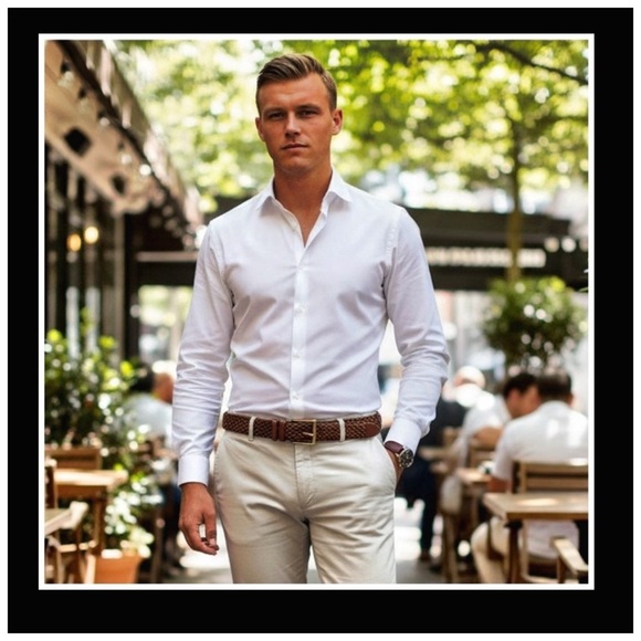 Canali Men’s Tubular Braided Leather Belt. Mud. 51” - Picture 12 of 13